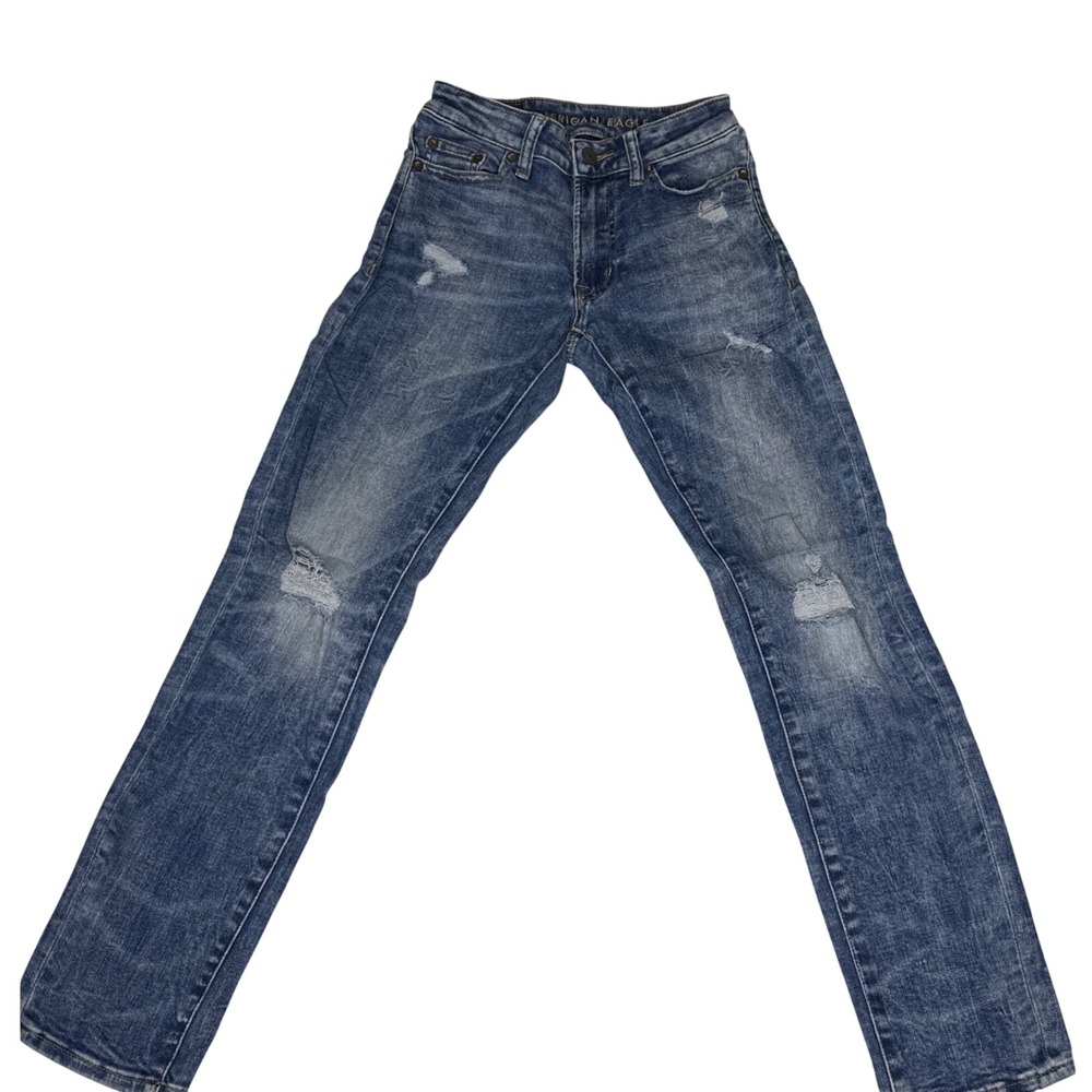 American Eagle Jeans Mens 26x30 Blue Cotton Distressed Next Level Flex Slim